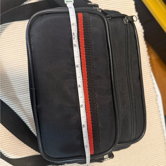 Vintage Black Camera Bag with Red Stripe – Small Shoulder Crossbody - Picture 5 of 7